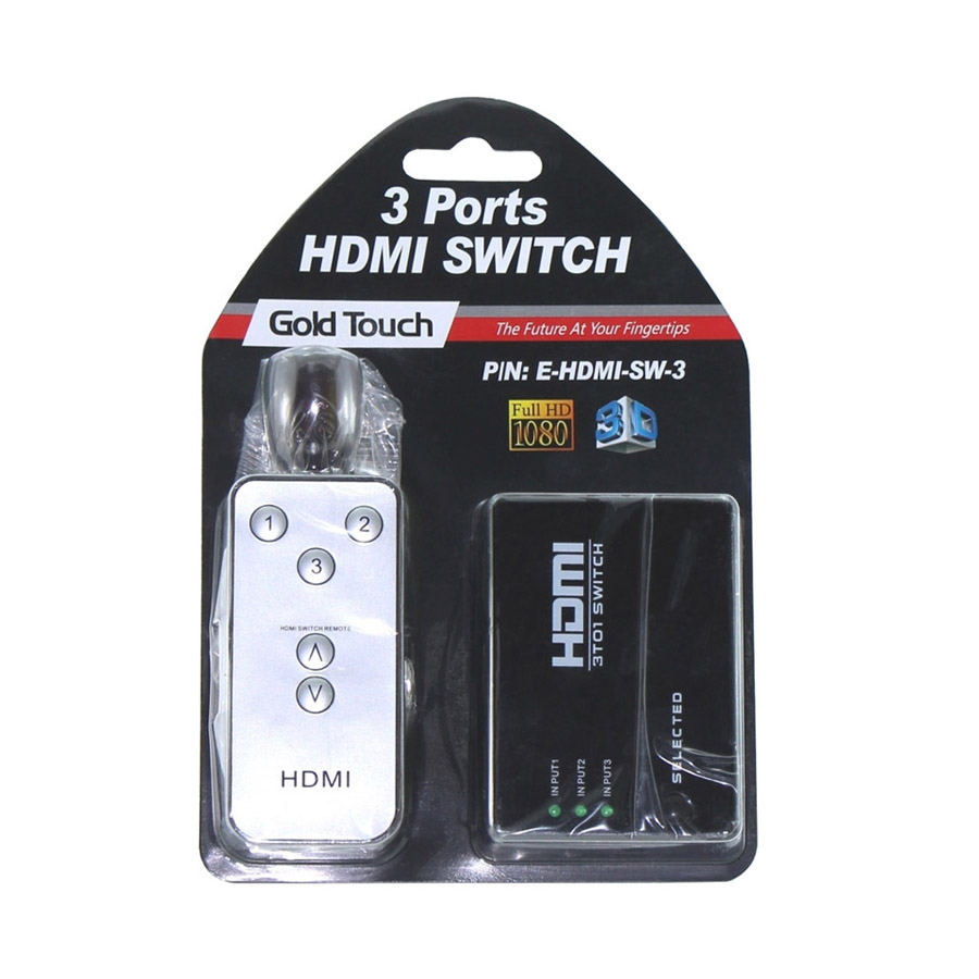 בורר/מפצל HDMI שלוש כניסות עם שלט Gold Touch