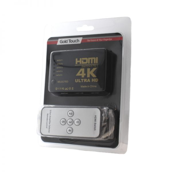 מפצל HDMI SWITCH 4K חמש כניסות עם שלט ועינית – תמונה 4