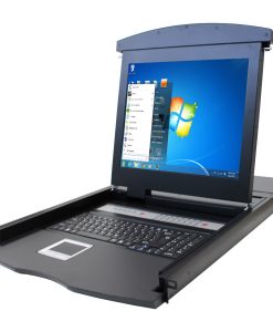 קופסת מיתוג KVM ל-16 w/LAN PORTS עם מסך LCD 17 מקלדת ועכבר