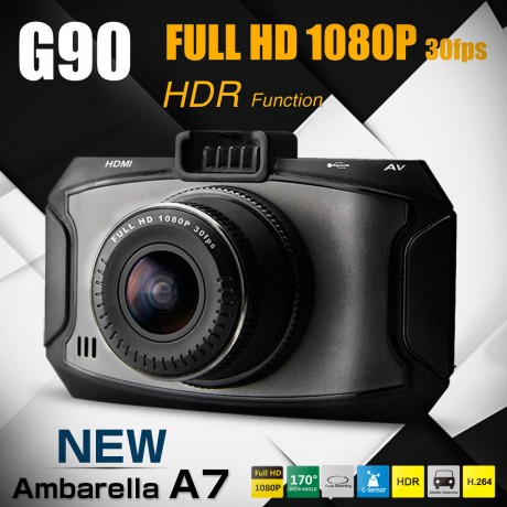 מצלמת דרך G90 באיכות 1296P זווית צילום 170, צ'יפ Ambarella A7