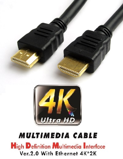 כבל HDMI איכותי באורך 1 מטר 2.0V 4K Gold Touch