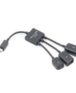 מתאם Micro USB OTG Cable 3 ports עם שקע טעינה