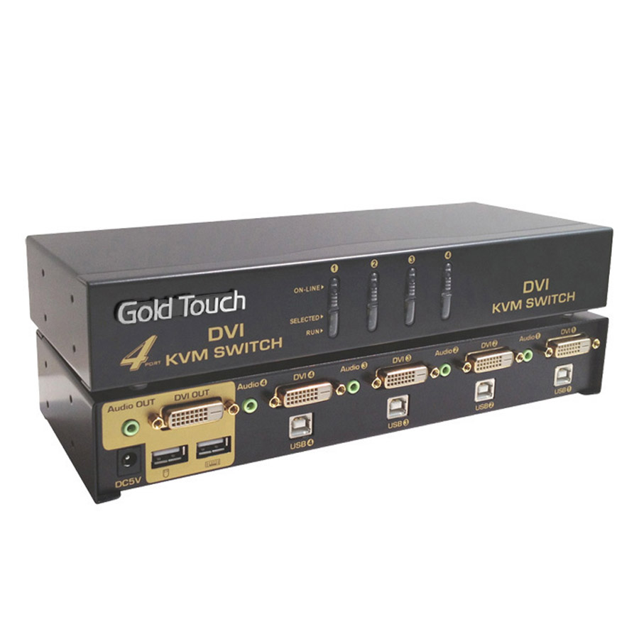 KVM / קופסת מיתוג / ספליטר / מתג / 4Port DVI KVM Switch