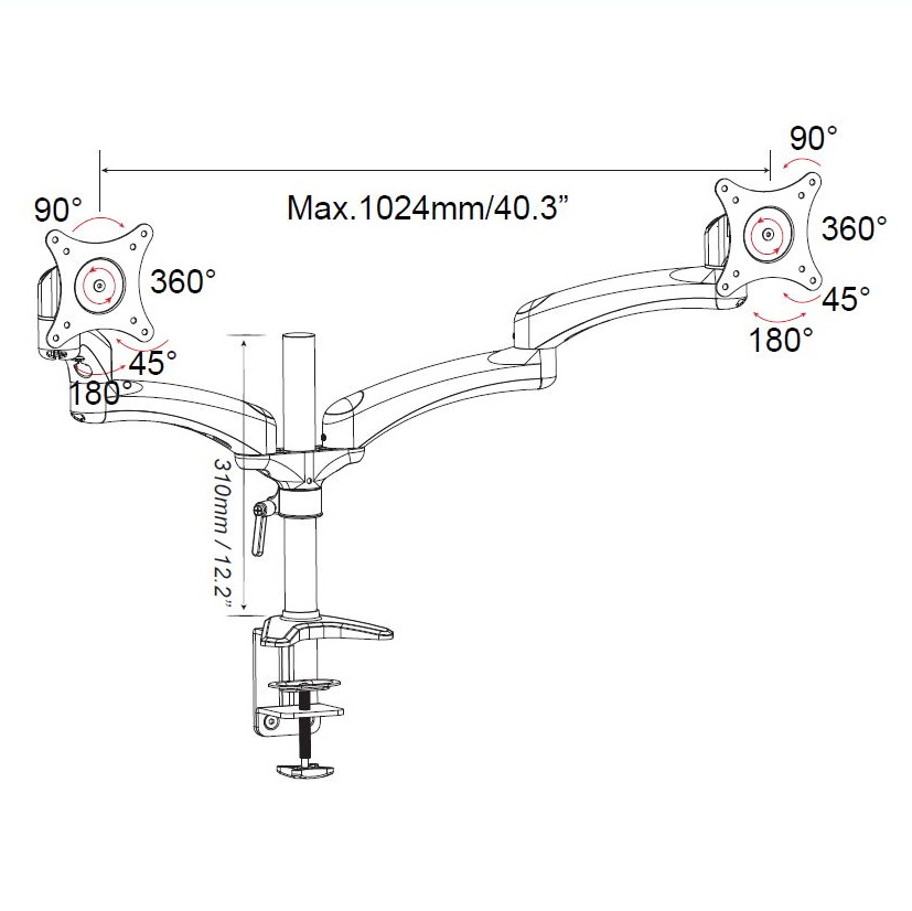זרוע ל 2 מסכים Dual Monitor Mount – תמונה 2