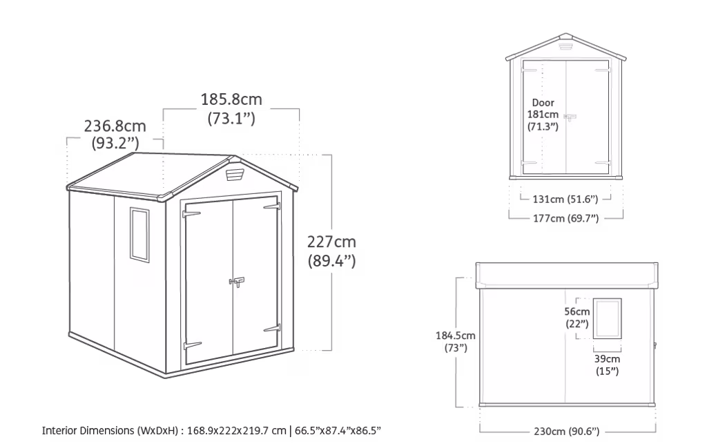 מחסן גינה מנור 6X8 - אפור – תמונה 8