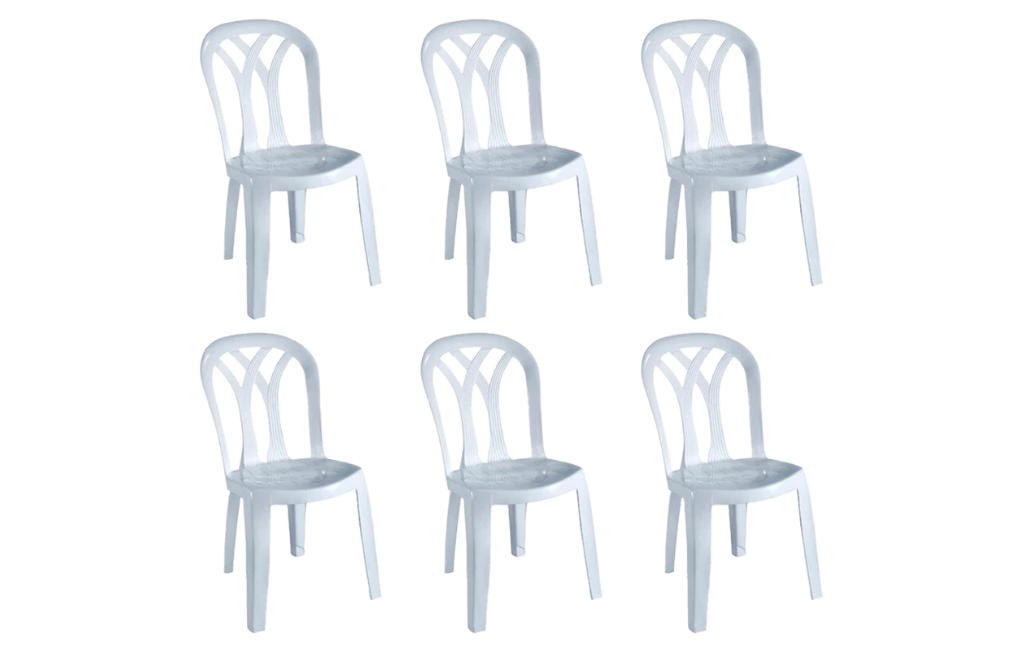 6 כיסאות פטיו - לבן