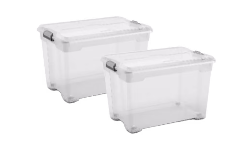 סט ארגזים נעים מובר 18L S שקוף 2x - שקוף\לבן